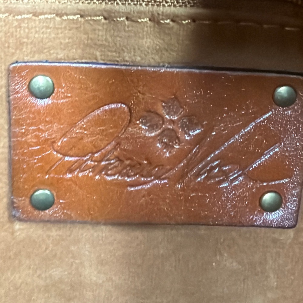 Patricia Nash Tote Bag Womens Tan Floral Embossed Leather Tassel Boho Western - Picture 10 of 11